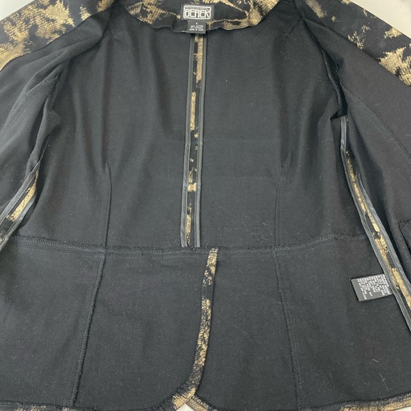 Black & Gold Dressy Stretch Dinner Jacket Blazer, Size Large - Picture 8 of 13